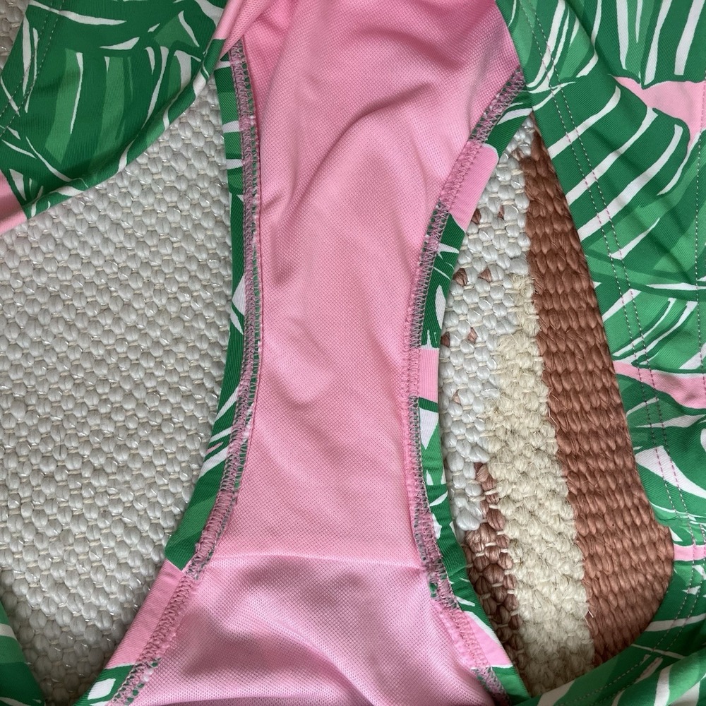 Lilly Pulitzer Genya Bandeau Bikini Set Top Size 14 & Bottom Size 12 Green Pink - Picture 6 of 8